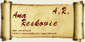 Ana Resković vizit kartica